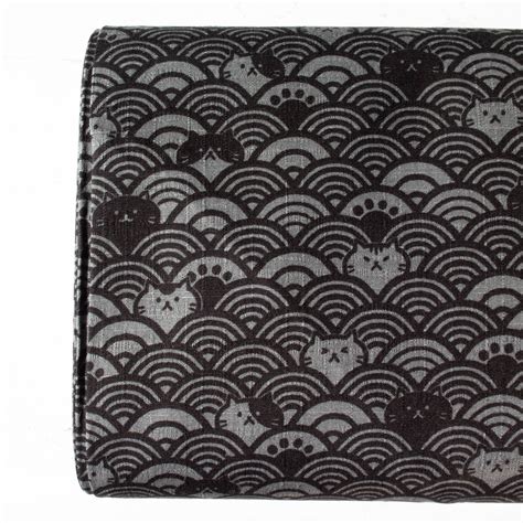 dobby fabric japan metallic cat|Cosmo Dobby :: Fuku Cats in Waves in Black/Gray (CF9032E).